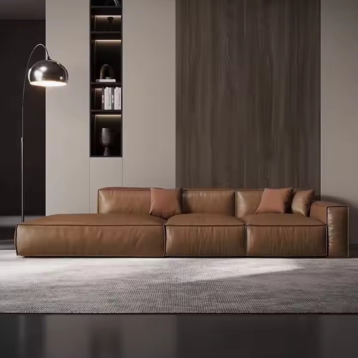 Modern Italian Style Minimalist Tofu Block Sofa Set Light Luxury Living Room Straight Row Matching Bed Designer Modular