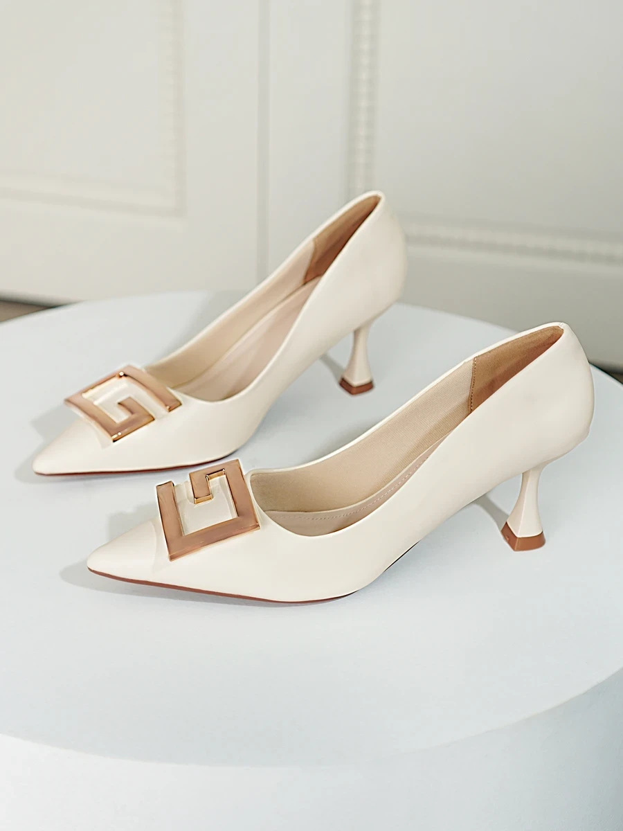 Luxury G-Buckled Pointed Toe DILY High Heels, 6.5cm High Pointed Heels DL0552
