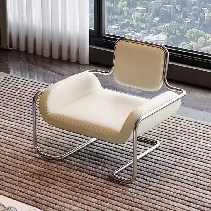 Nordic Designer Medieval Stainless Steel Shaped Chair Light Luxury Minimalist Living Room Reception Casual Single Sofa Chair