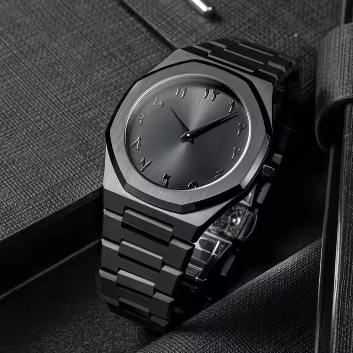 Custom Wristwatch Manufacturer OEM Stainless Steel Fashion Luxury Men Arabic Numbers Dial Watch Logo