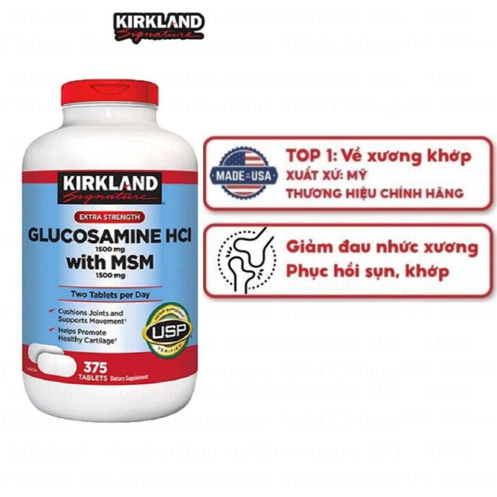 Kirkland Glucosamine HCL 1500mg with MSM 1500mg box of 375 capsules DATE 04.2026