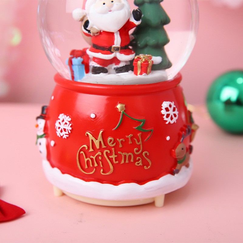 Christmas Ball Music Box Santa Claus Wearing Gift Bag