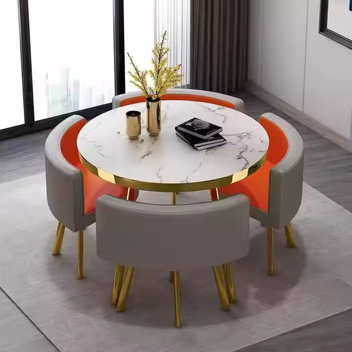 Wholesale Restaurant Set 1Table 4 Chairs Modern Luxury Dining Table Set Living Room Furniture Wooden Tables Metals Chairs