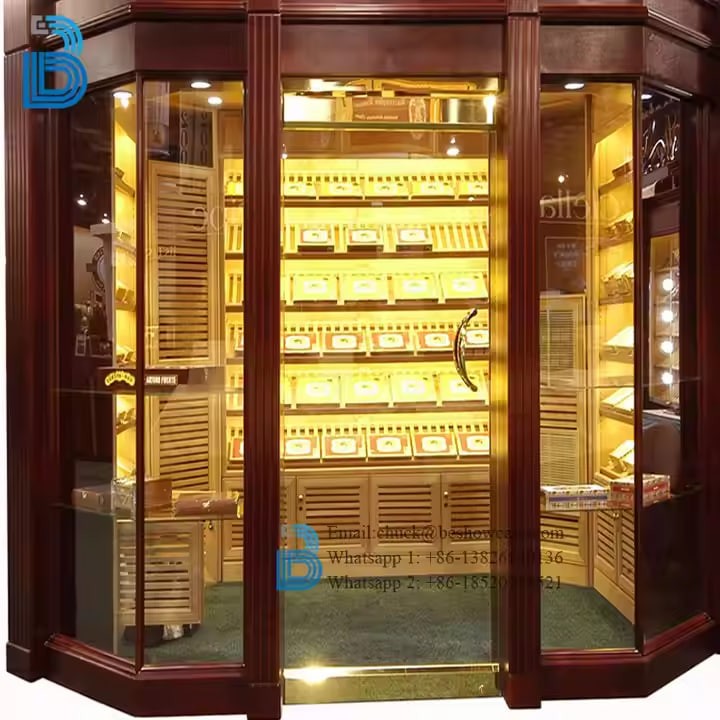 High End Antique Cigar Humidor Display Cabinet Cigar Room Furniture for Cigar Store