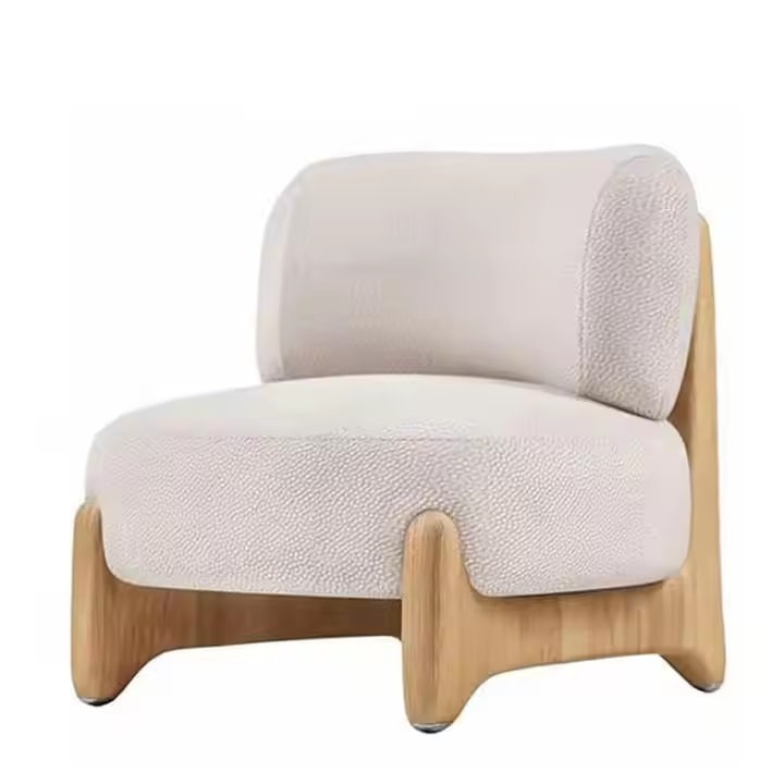 Nordic Solid Wood Alpaca Single Sofa Designer Balcony Leisure Sofa Chair Home Living Room Lazy Sofa