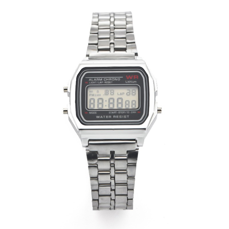F91W Steel Band Watch Women's Watch Men's Business Clock Multifunctional LED Digital Sports Watch Electronic Clock
