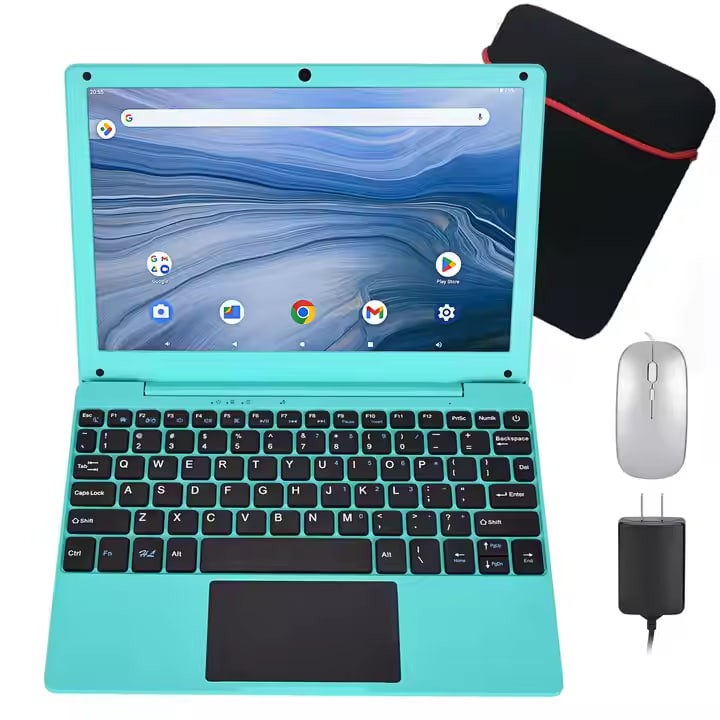 10.1 Inch Android 12.0 Green Laptop Allwinner A133 Quad Core 2GB RAM 64GB Storage Student and Educational Slim Laptop